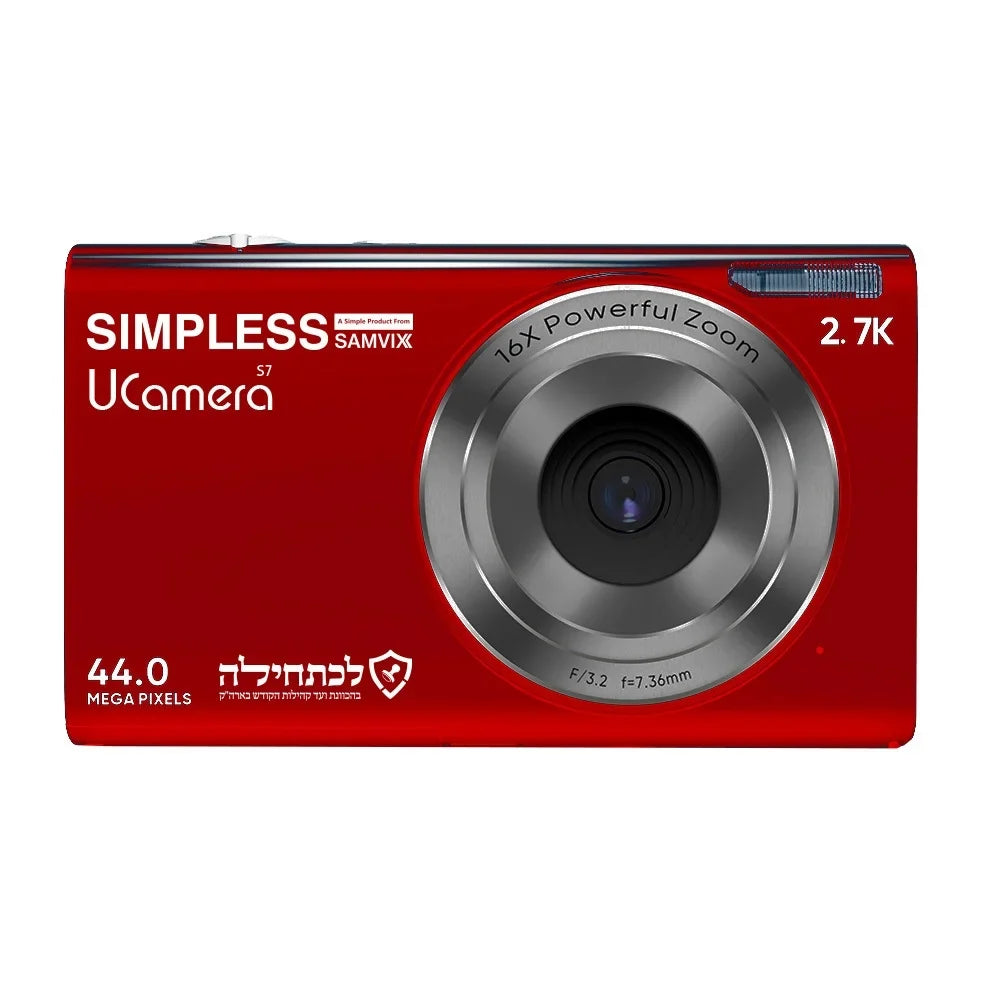 Samvix UCamera S7 Kosher 44MP Digital Camera with Video, No Wifi, No Bluetooth, Red