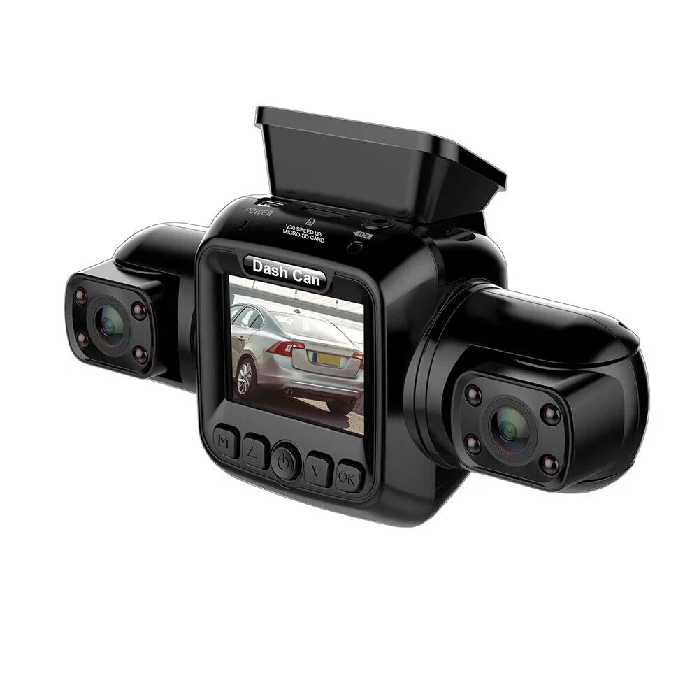 3 Channel Dash Cam Front, Left, Right and Rear, Front and Rear Inside, 360°Panoramic Driving Recorder  Car Cameras Night Vision