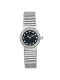 New Bvlgari Bulgari 26mm Steel Diamond Black Dial Ladies Quartz Watch 102145