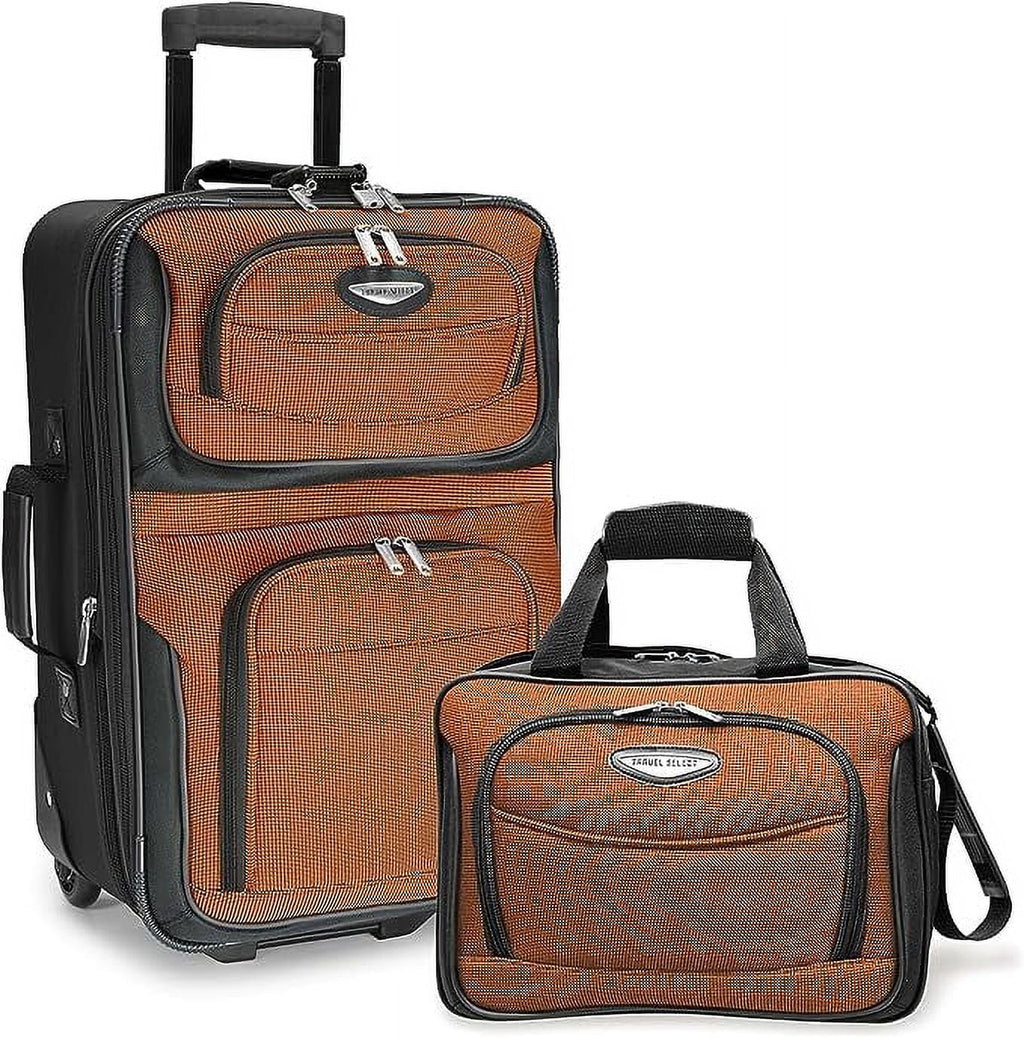 Travel Select Amsterdam Expandable Rolling Upright Luggage, Orange, 2-Piece Set