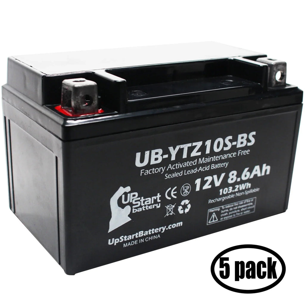 5-Pack UpStart Battery Replacement for 2010 Yamaha YFM35R Raptor 350CC Factory Activated, Maintenance Free,  Battery - 12V, 8.6Ah, -YTZ10S-