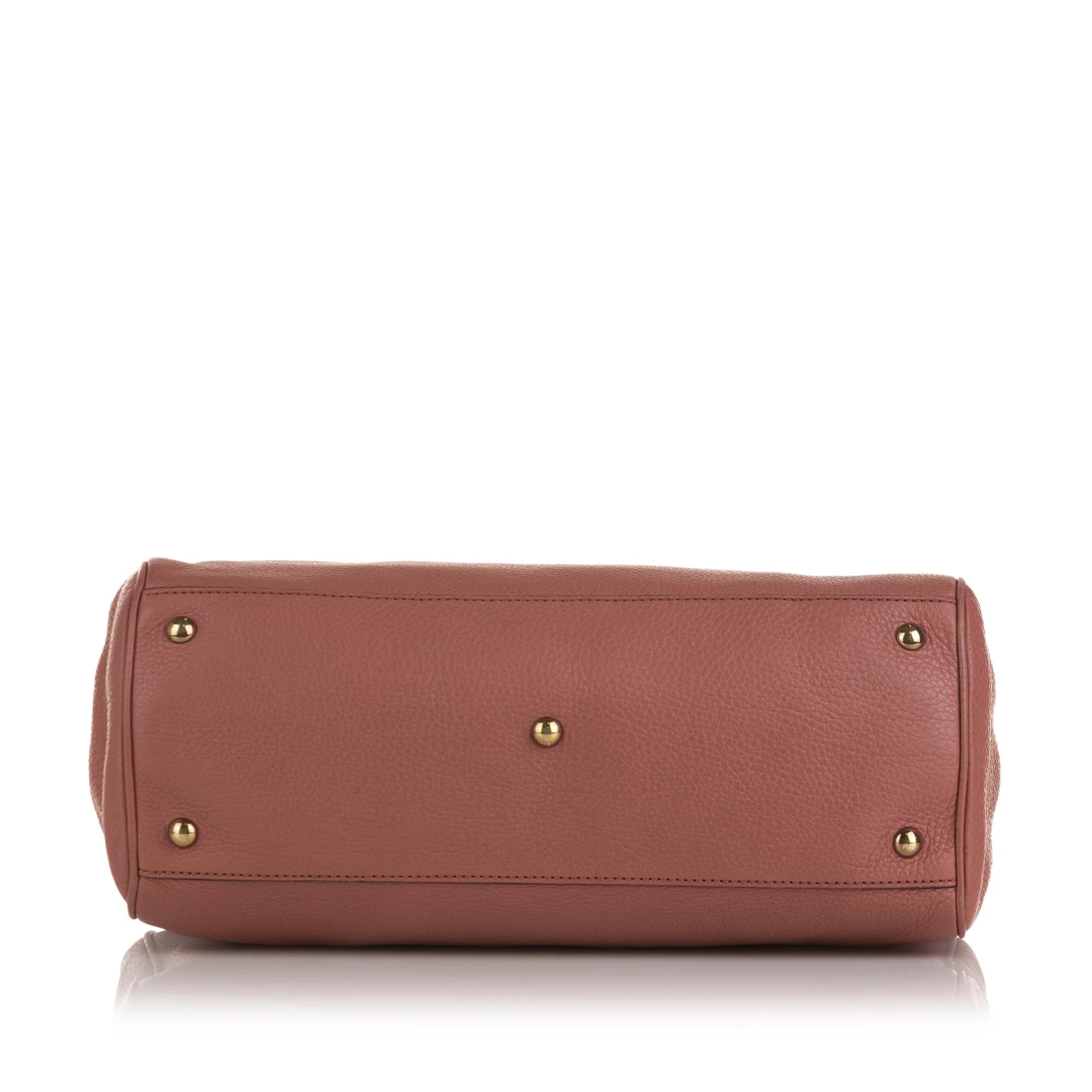 Pre-Owned Authenticated Gucci Bamboo Shopper Satchel Calf Leather Pink Unisex (Fair)