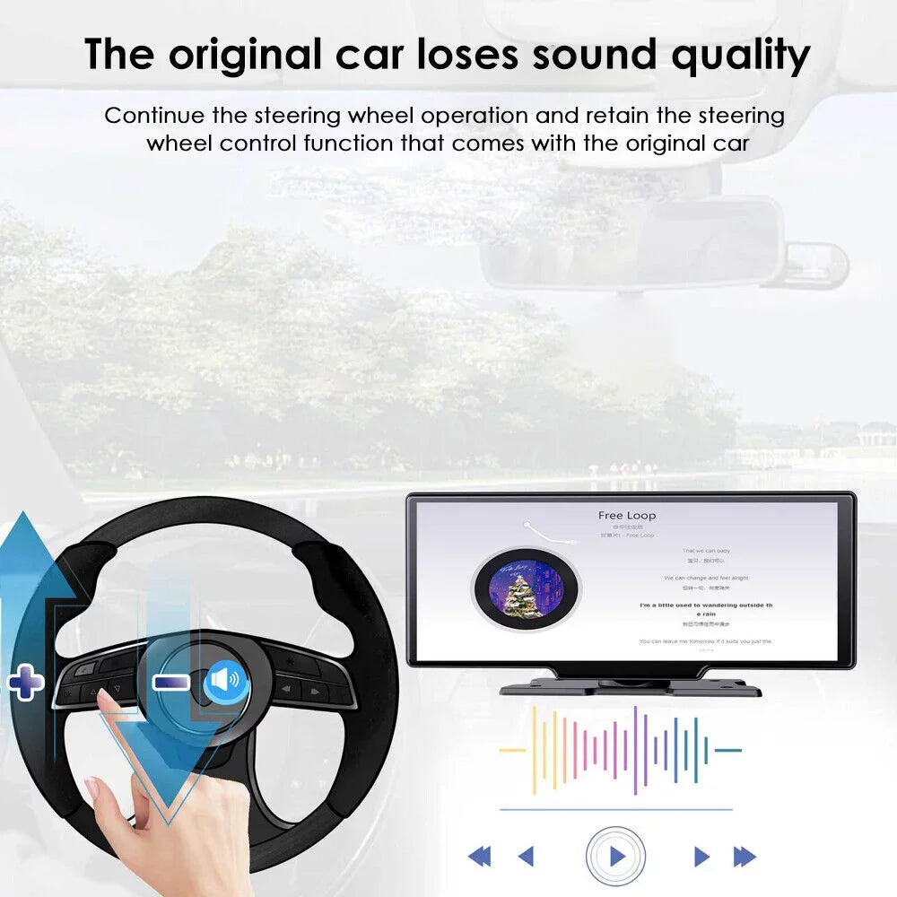 KingFurt T91 Touch Screen Wireless Dash Cam - Dual Lens, Bluetooth Connected, 2K Resolution, 10.26''  Screen, WiFi Enabled