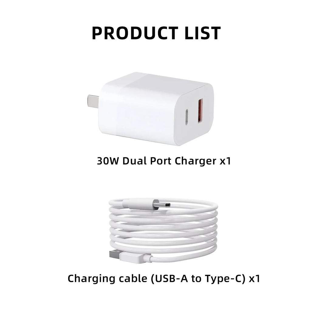 30W  Charger with Type-C Cable Dual-Port Charging for  Mini 2/Mini 3 Pro Charging Parts