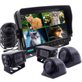 Heavy Vehicle Safety Camera System 9 inch Monitor with Quad Split Screen, 2x Side Cameras + 2 x Backup Camera, Colour IP69K &10G Vibration Side Camera Backup Camera Rear View Camera System
