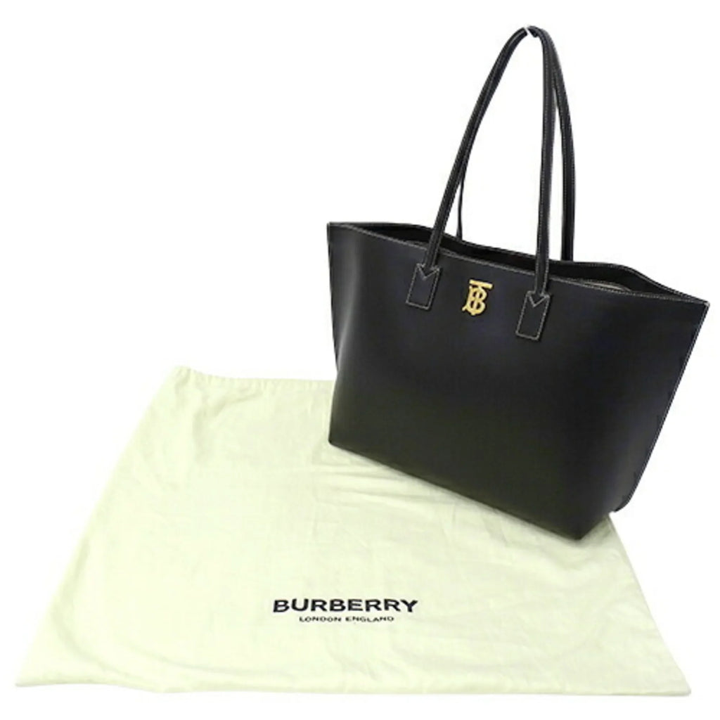 Pre-Owned Burberry  bag ladies tote shoulder leather black 8052726 (Good)
