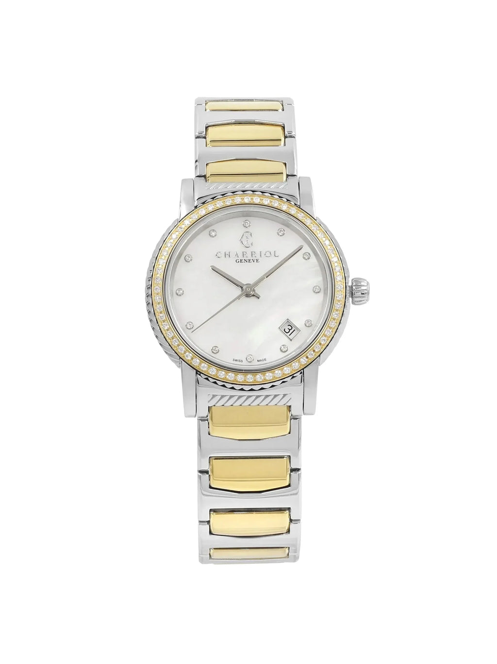New with defects Charriol Parisii 0.40cttw Quartz Ladies Watch P33SY2D.921.001