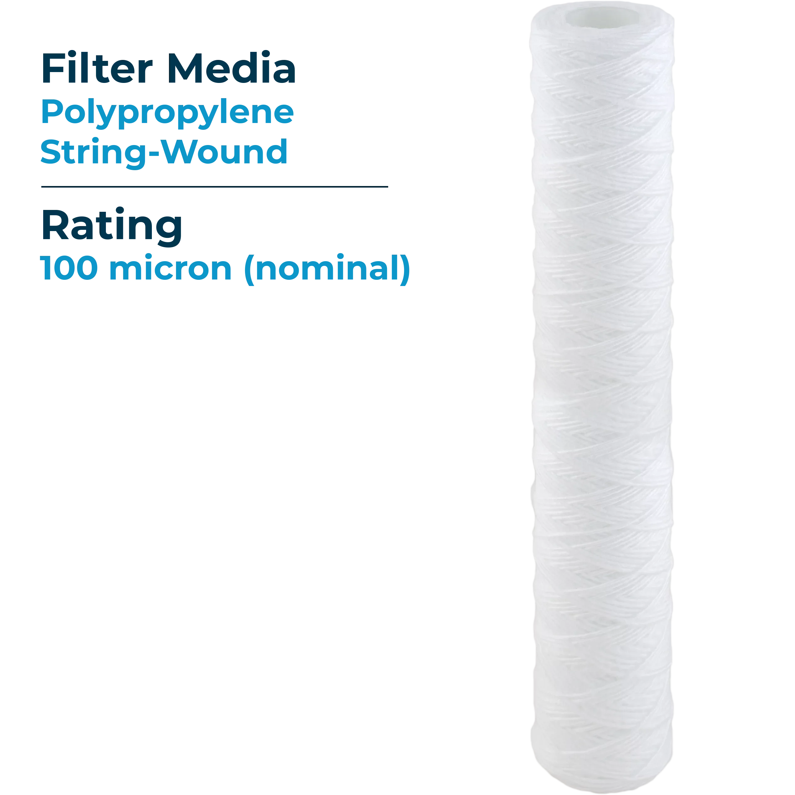 SpiroPure -CW100-20 20x2.5 100 Micron String-Wound Polypropylene Sediment Water Filter Cartridge -25-20100 (Case of 20)