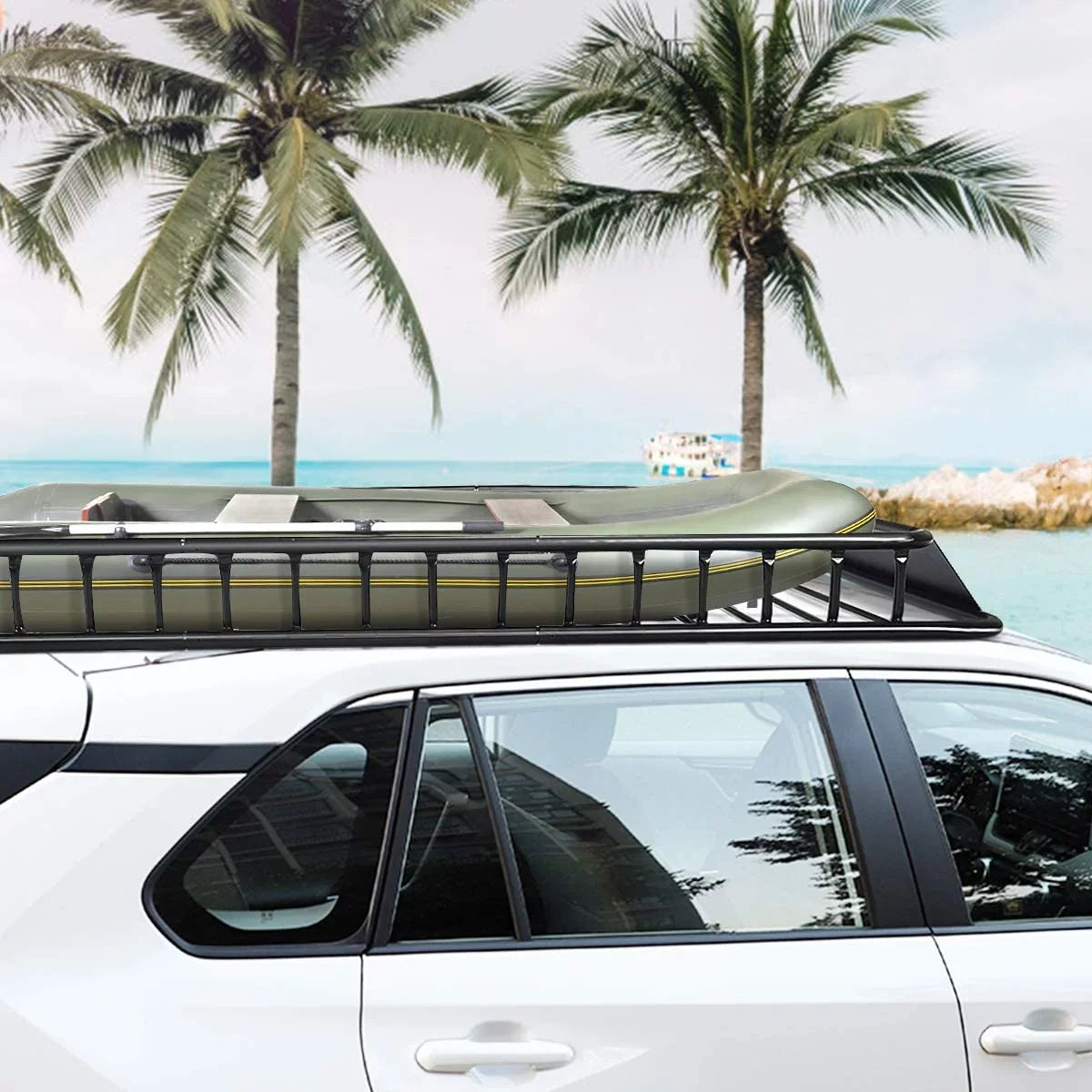 64" x 39”x 6” Roof Rack Cargo Basket with Extension, Universal Rooftop Cargo Carrier with 150lb Capacity, Car Top Luggage Holder Carrier for , Truck