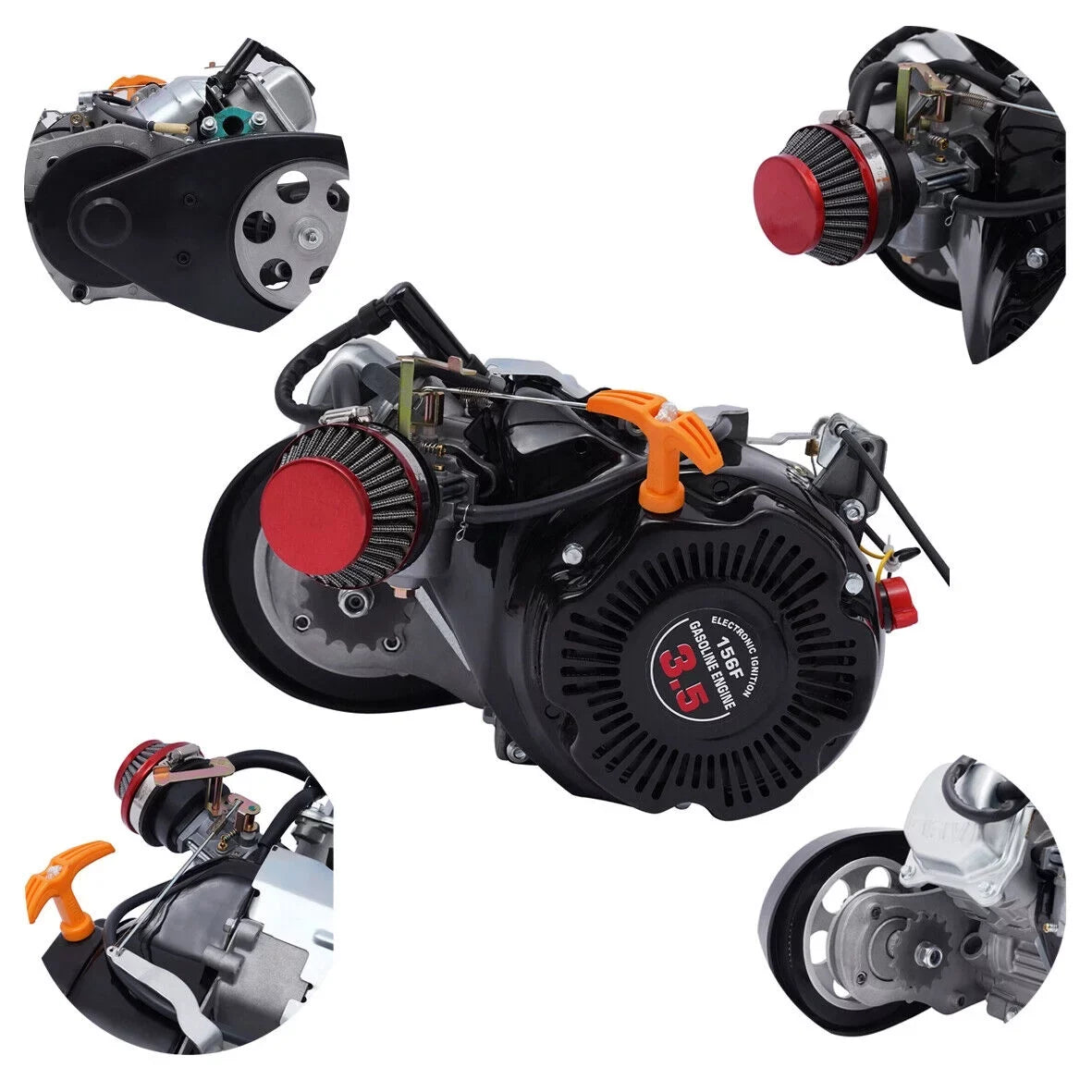 100cc 4 Stroke Bicycle Motor Kit Motorized Bicycle Engine Kit Single Cylinder Petrol Gas Motor Engine Kit, 44 Tooth Chain -156F