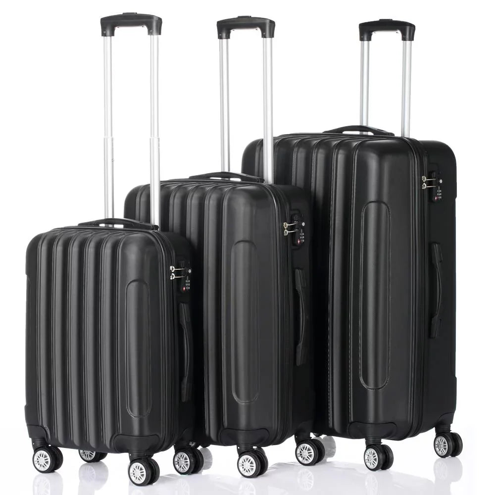 SalonMore  3 Piece Hardside Lightweight Spinner Luggage Bag Set  With  Lock Black