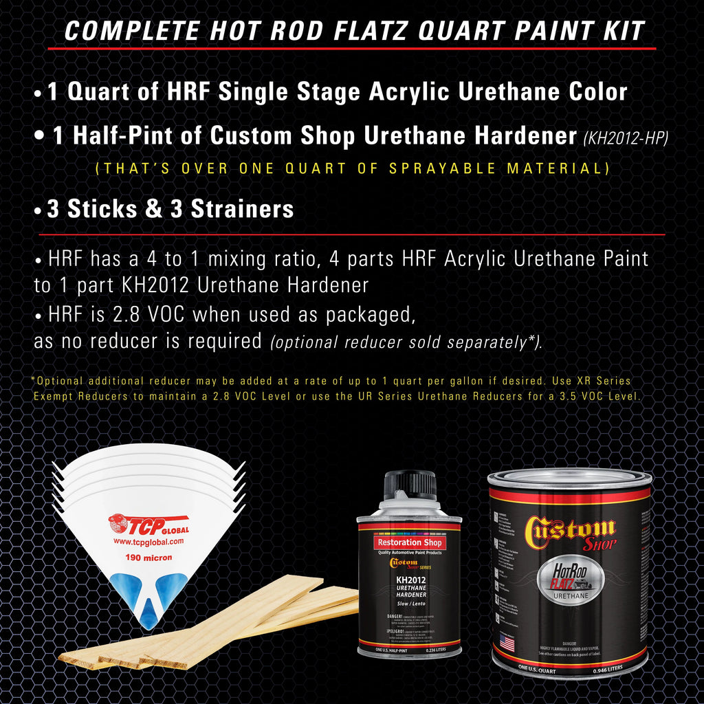 Custom Shop - Astro Blue Metallic - Hot Rod Flatz Flat Matte Satin Urethane Auto Paint - Complete Quart Paint Kit - Professional Low Sheen Automotive, Car Truck Coating, 4:1 Mix Ratio