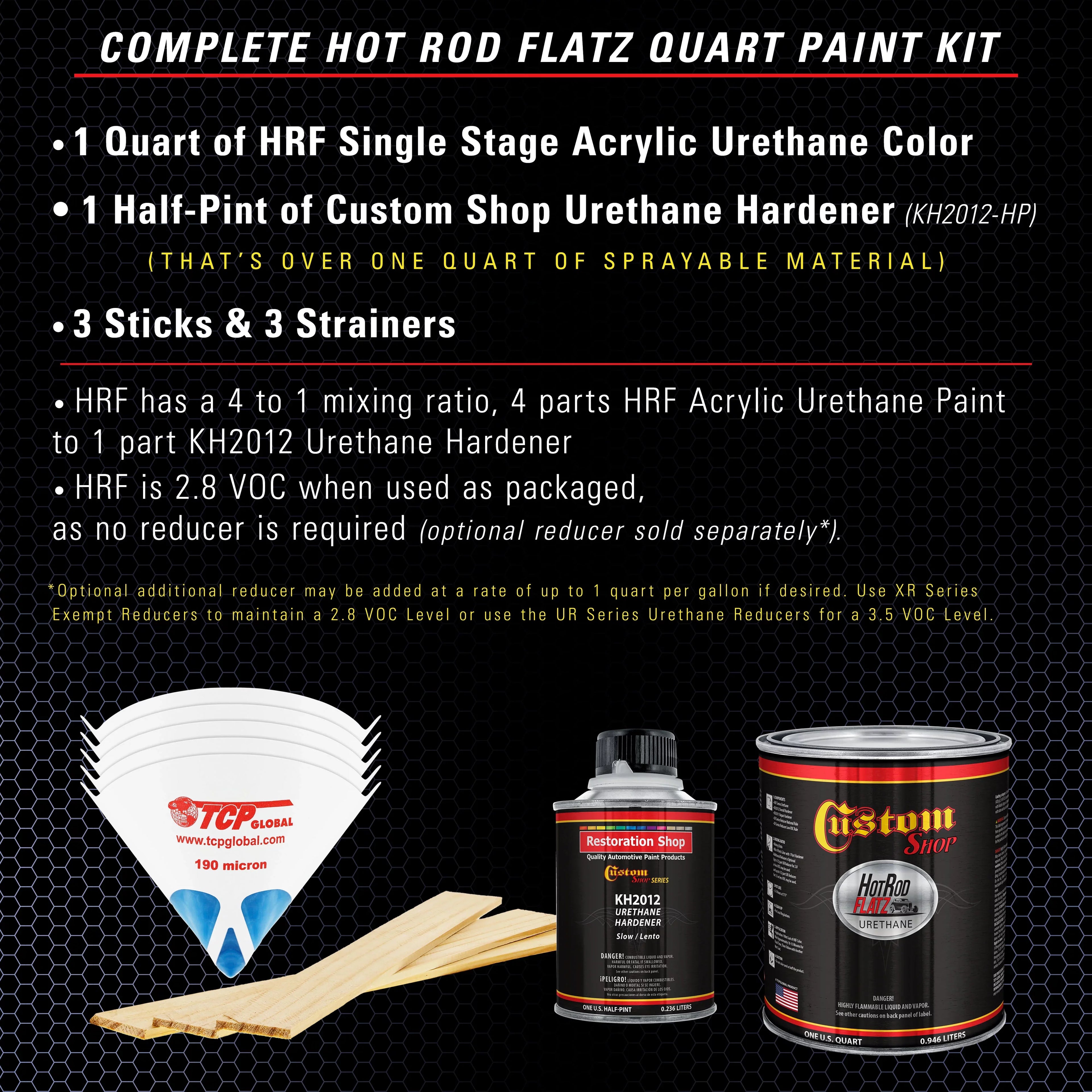 Custom Shop - Astro Blue Metallic - Hot Rod Flatz Flat Matte Satin Urethane Auto Paint - Complete Quart Paint Kit - Professional Low Sheen Automotive, Car Truck Coating, 4:1 Mix Ratio