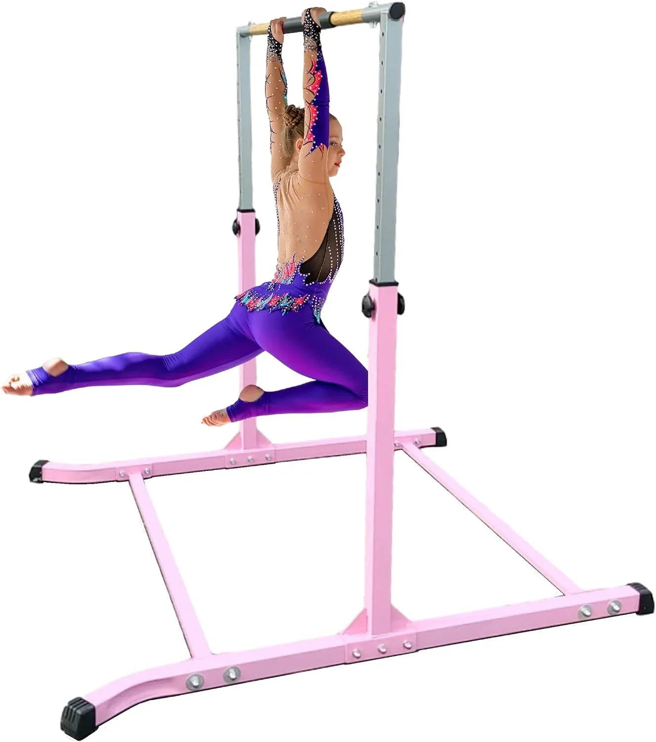 Expandable Pink Kip Bar with Free Foam Pad - Ideal for Gymnastics Training