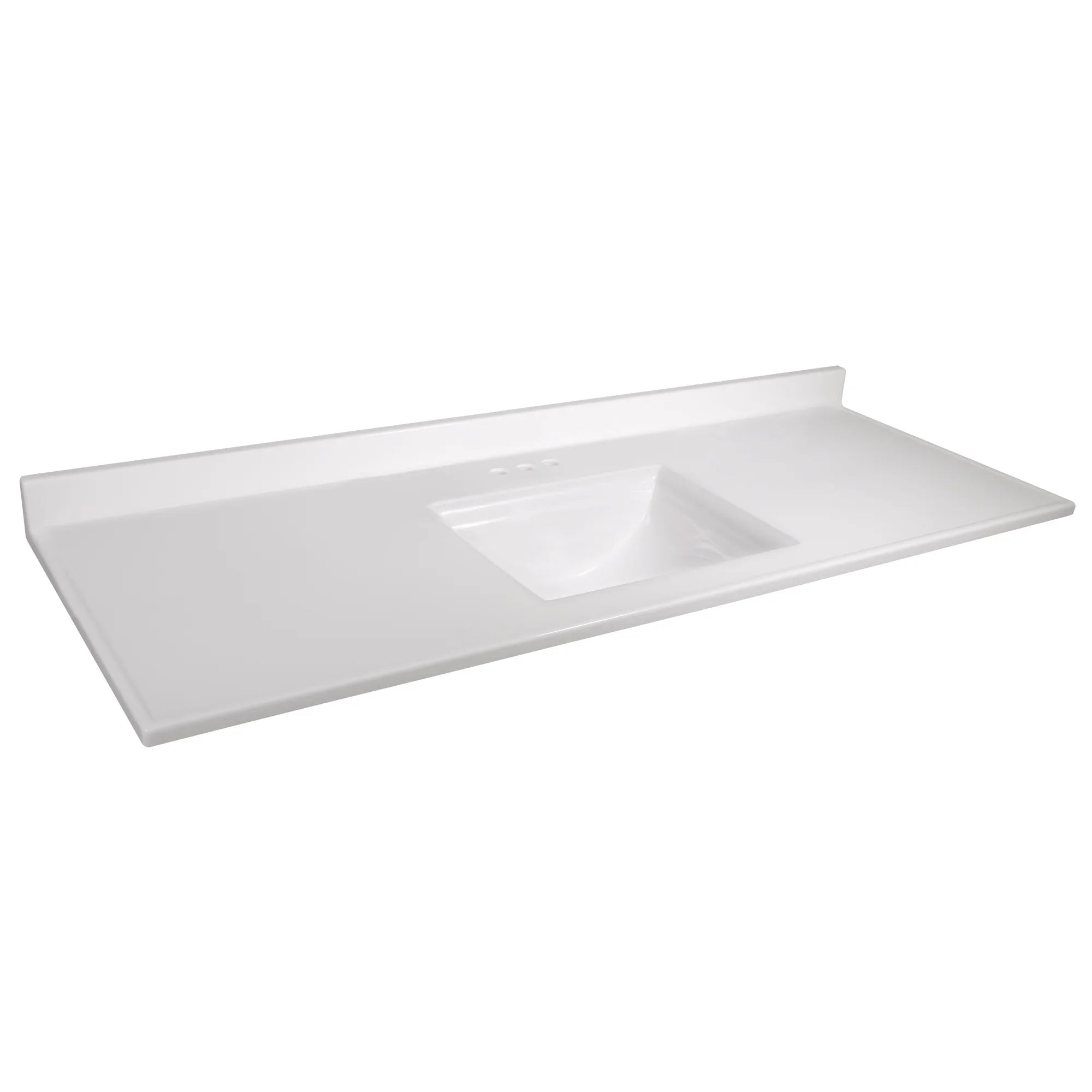 Design House 557660- 61-inch Camilla Cultured Marble Centerset Mount Rectangle Single Bow Vanity Top with Integrated Backsplash, Solid White