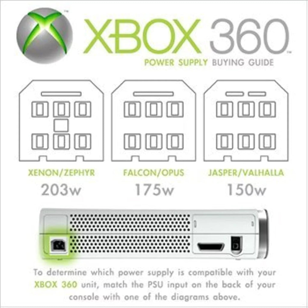 Microsoft Official Power Supply 203W Ac Adapter Charger For Xbox 360 Xenon/Zephyr Models Only
