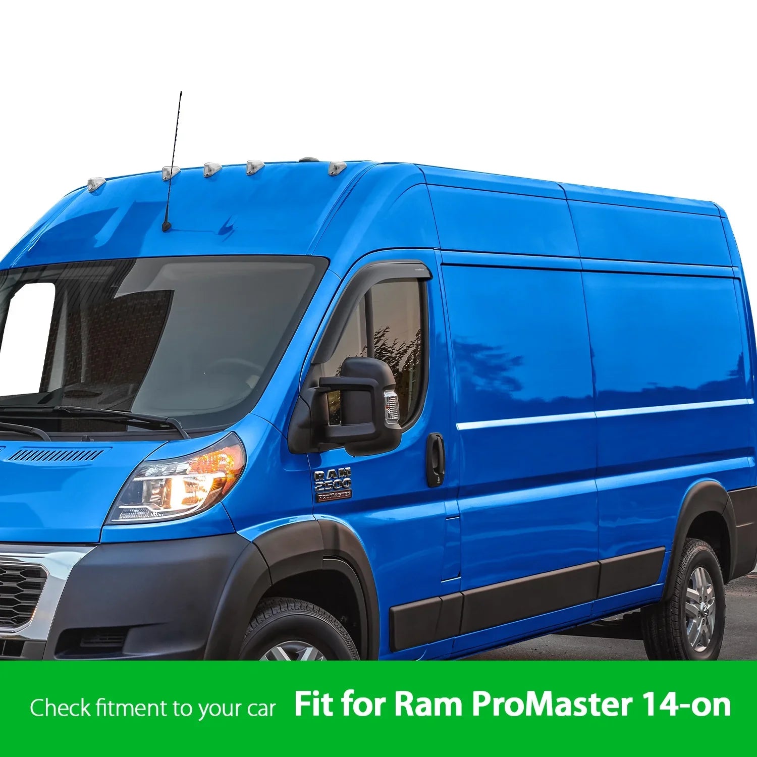 Goodyear Shatterproof Window Deflectors for Ram ProMaster 2014-2024, Tape-on Rain Guards, Window Visors, Vent Deflector, Vent Visor, Car Accessories, 2 pcs - GY008711