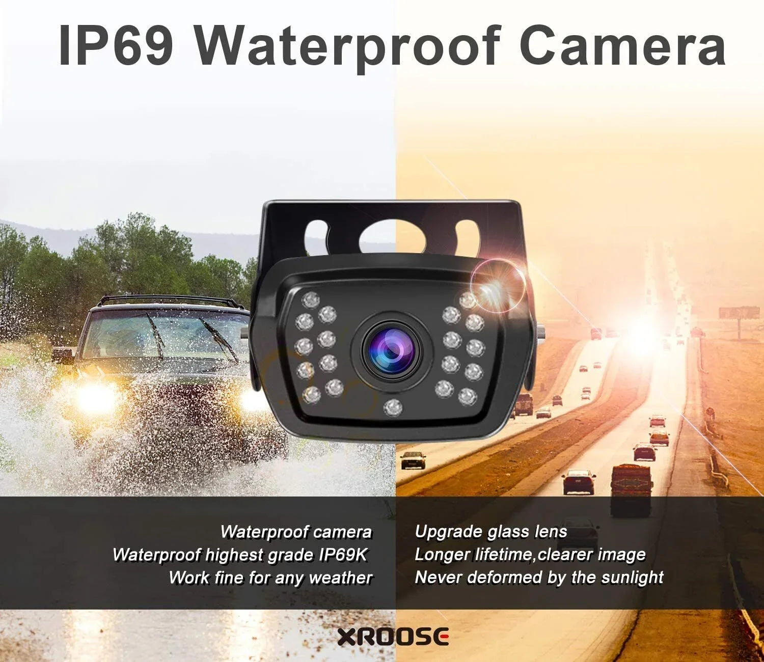 Xroose Wireless Backup Camera Car Rear View Parking System  1080P 7" Monitor 3.0 Night Vision for  Camper Motohome Tralier Truck Van FW04