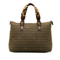 Pre-Owned Authenticated Fendi Zucchino Braided Roll Tote Canvas Fabric Green Tote Bag Unisex (Good)