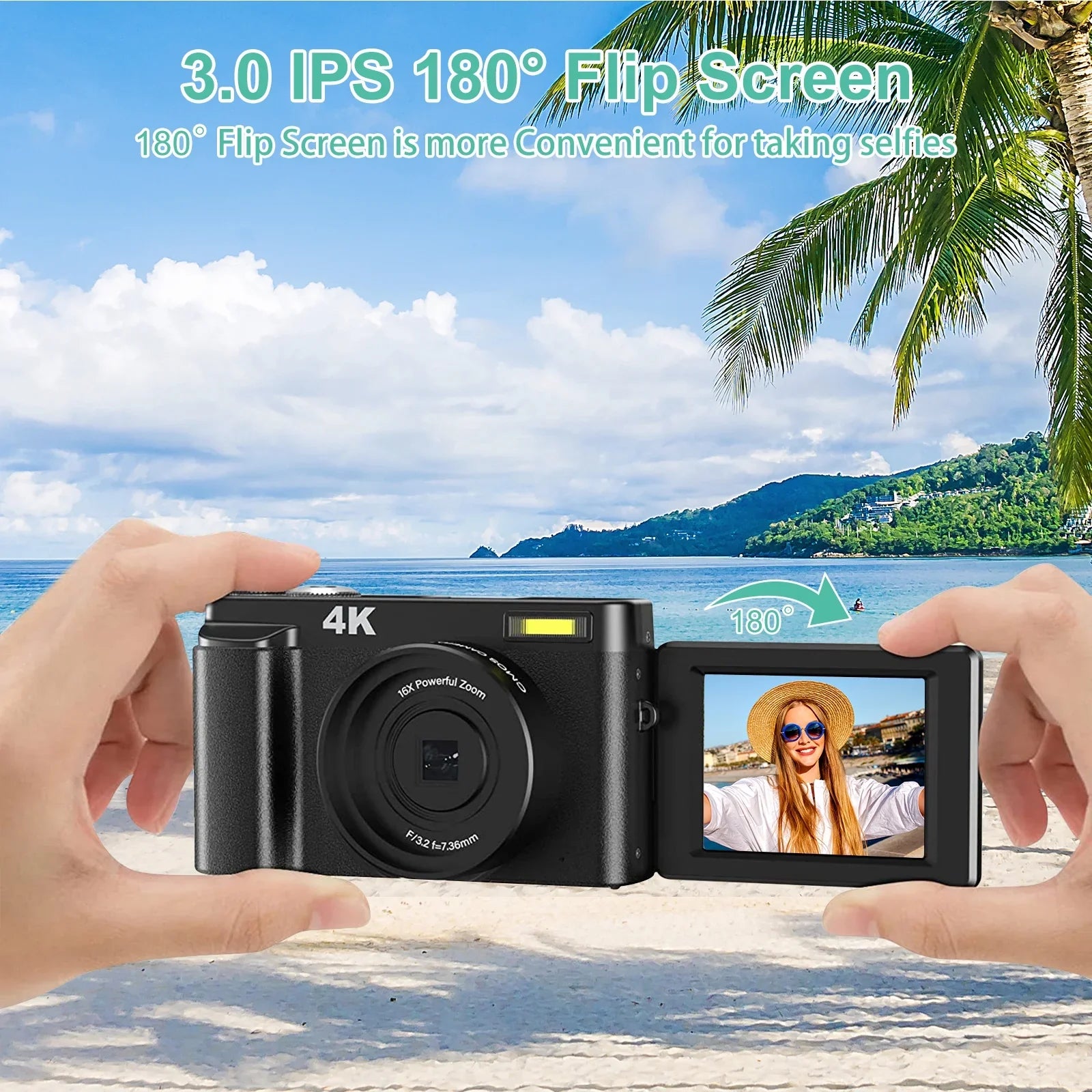 Vlogging Camera 4K Digital Camera for Photography Autofocus 16X Digital Zoom 48MP Video Cameras for YouTube with 32GB Card