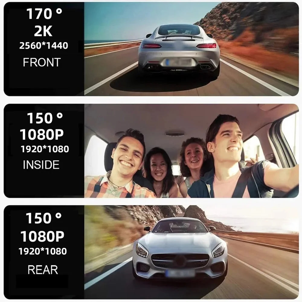 Andoer Dashcam,Dashcam Car Auto Safety Wide Auto Car Rearview Wide Car Auto With Wifi Car Camera Rearview Mirror Car Video Clear Auto Wifi - 3 Cameras Video Car - Dash Cam - Car - Wide Camera Wide 3