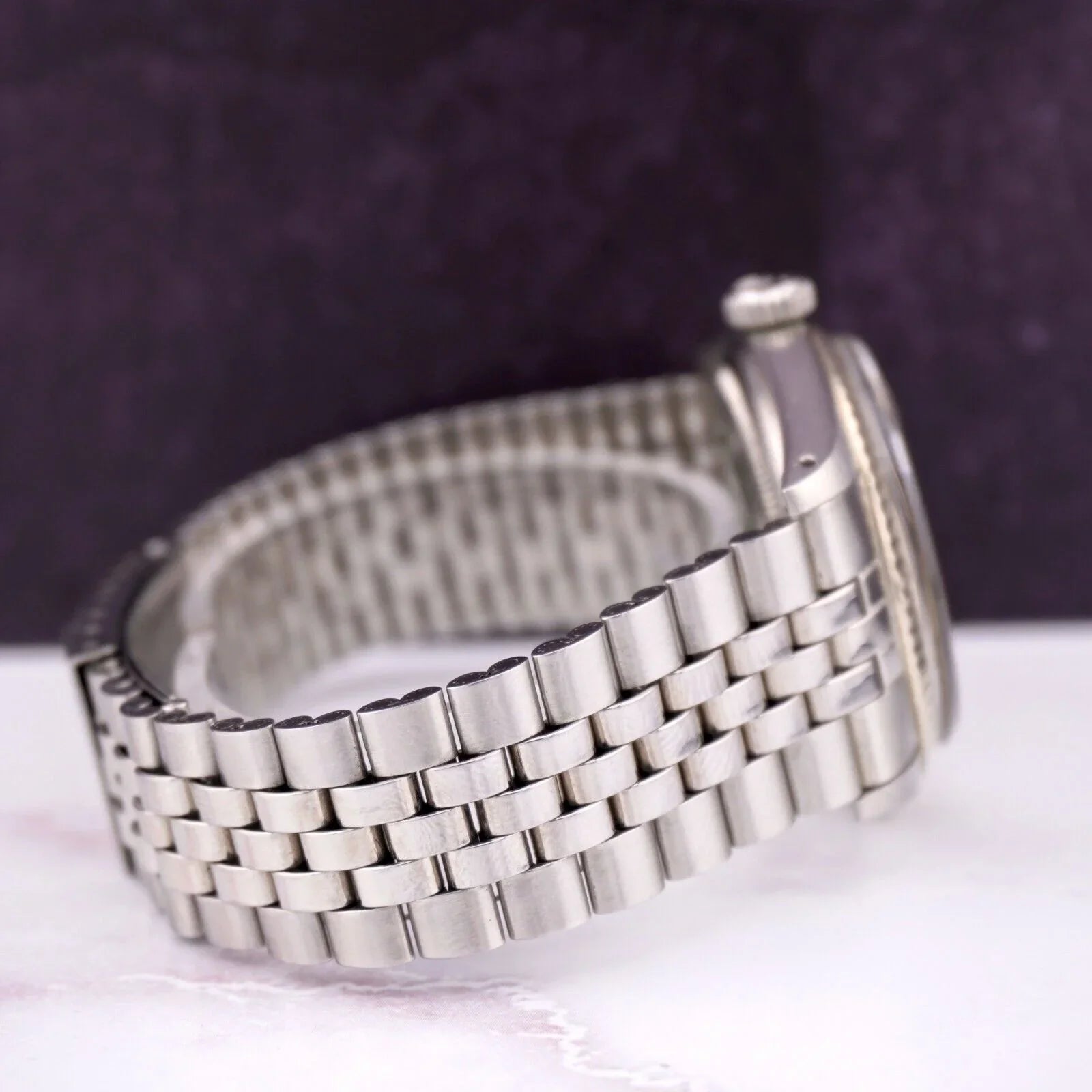 Rolex 36mm Datejust Mens Steel Watch Jubilee Band Silver Linen Dial 1601