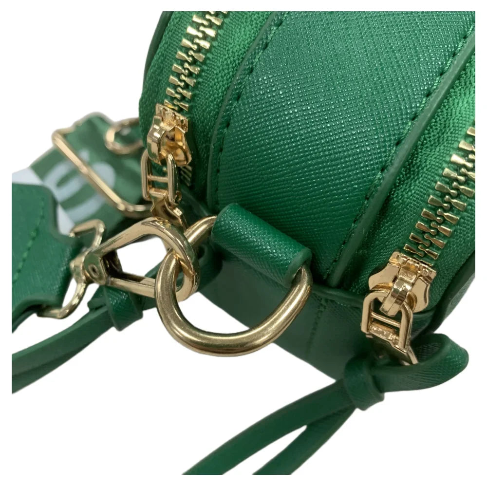 Women's Beige Leather Cross body Snapshot Bag with Logo Chain Strap