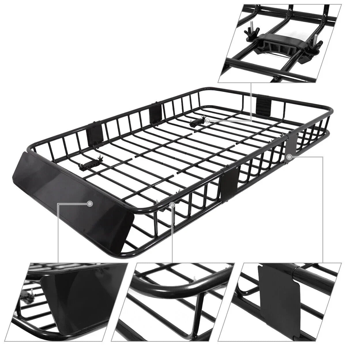 Teledu Roof Rack 64" Extendable Steel Luggage Cargo Carrier Top Basket  Truck
