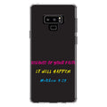 DistinctInk Clear Shockproof Hybrid Case for Samsung Galaxy Note 9 -  Bumper, Acrylic Back, Tempered Glass Screen Protector - Matthew 9:29 - Because of Your Faith, It Will Happen