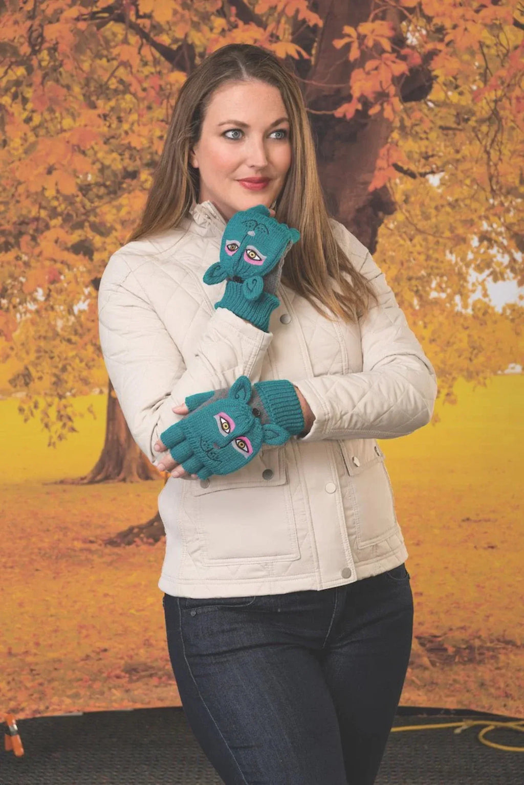 Laurel Burch Dark Teal Flip Dog Mittens