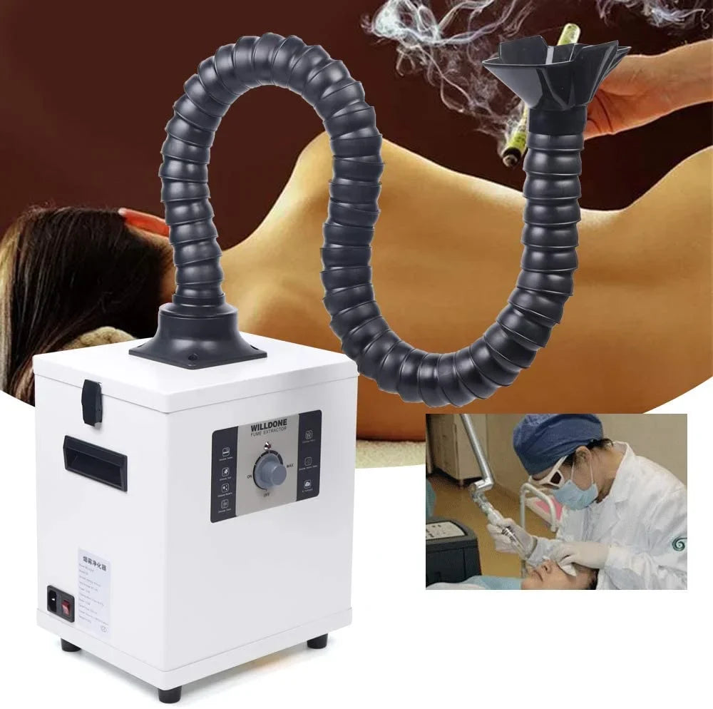 Fetcoi Fume Extractor With Hose, 3-Layer Filter Smoke & Air Purifier Singel-Head 360° Rotatable