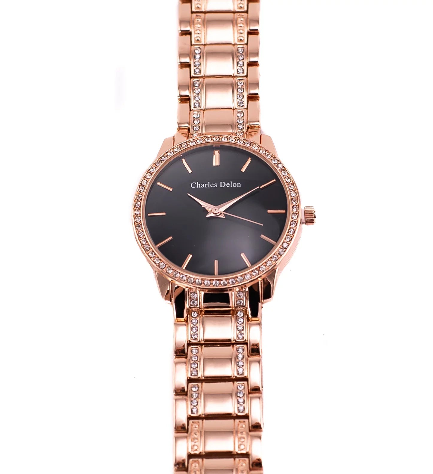 Charles Delon Women's Watch 5855  Rose Gold/Black Stainless Steel Quartz