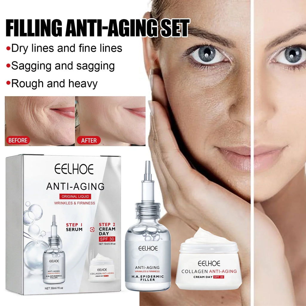 Yuxuan Filling Anti-wrinkle Suit, Fade Fine Lines, Moisturize, Resist Aging, Tender Skin, Tighten And Moisturize Essence, Face Cream 30ml, Tea Tree Oil