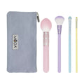 Moda Brush Posh Pastel Complete Face 5pc Makeup Brush Set, Includes Pointed Blush, Highlighter, and Shader Makeup Brushes