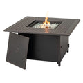 Alfresco Home Heron 42" Square Aluminum Gas Fire Pit Chat Table in Topaz Gray