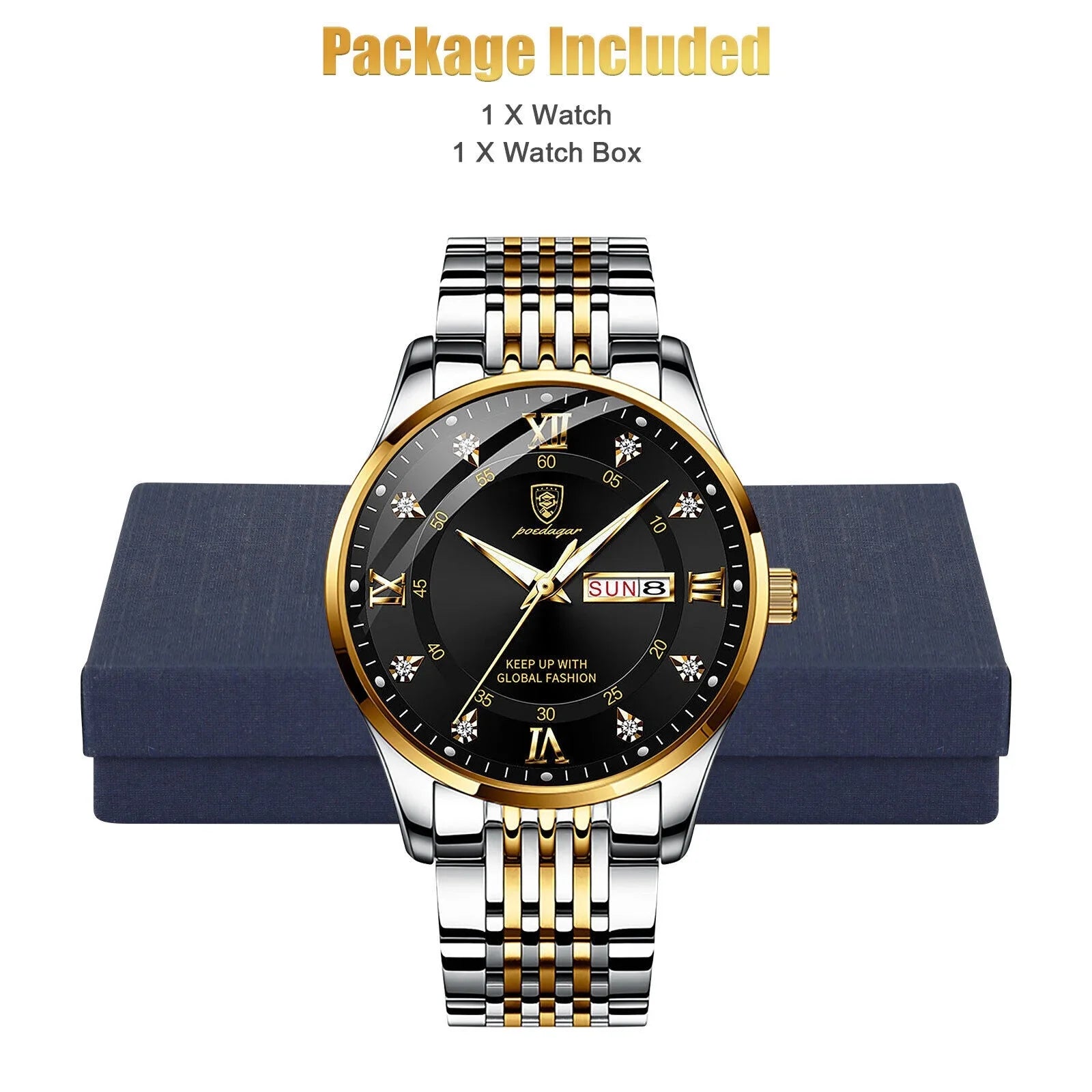 Waterproof Men's Watch Classic Relojes De Hombre Stainless Steel Quartz Luminous