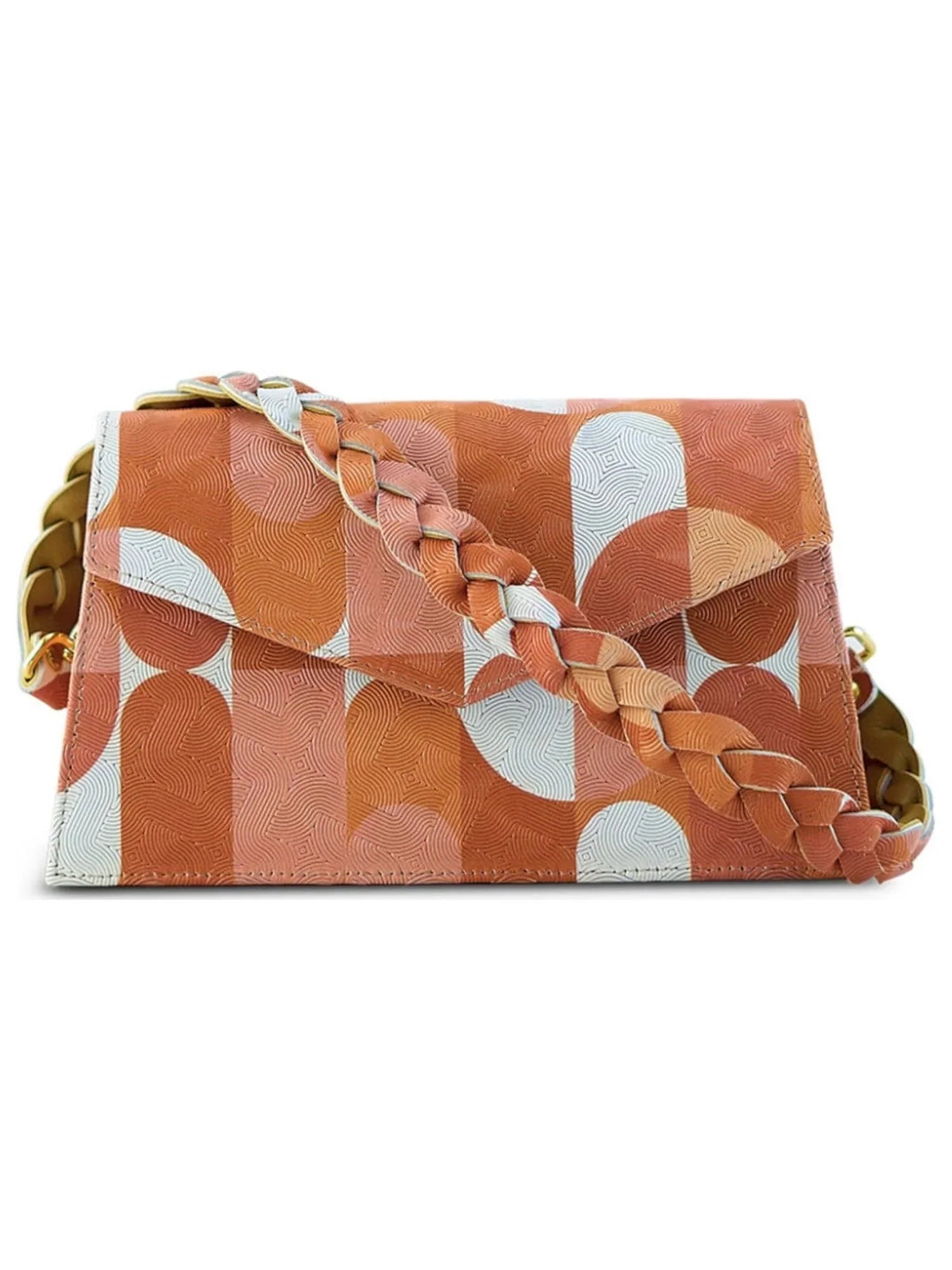 Women's Beige Neutral Picasso Zaya Leather Patterned Single Strap Handbag Purse