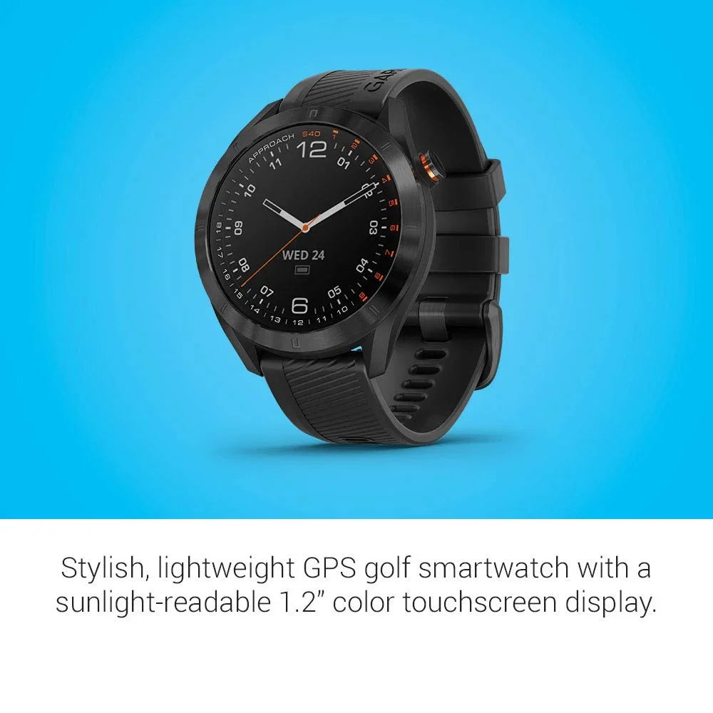 Garmin Approach S40, Stylish  Golf Smartwatch, Lightweight with Touchscreen Display, Black