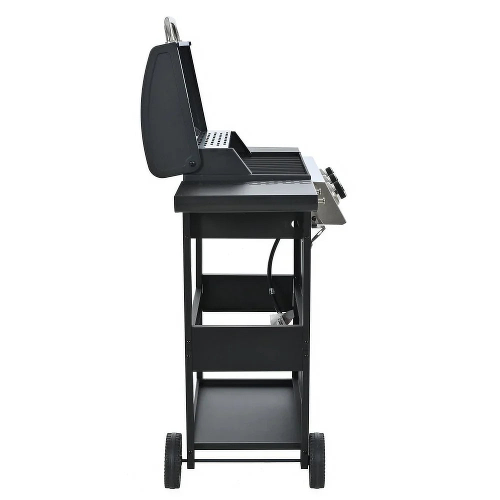 Kaireey 3 Burner  Propane Gas Grill, Stainless Steel 30,000  Patio Garden Barbecue Grill with Two Foldable Shelves