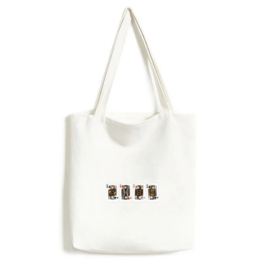 heart spade club k pattern tote canvas bag shopping satchel casual handbag