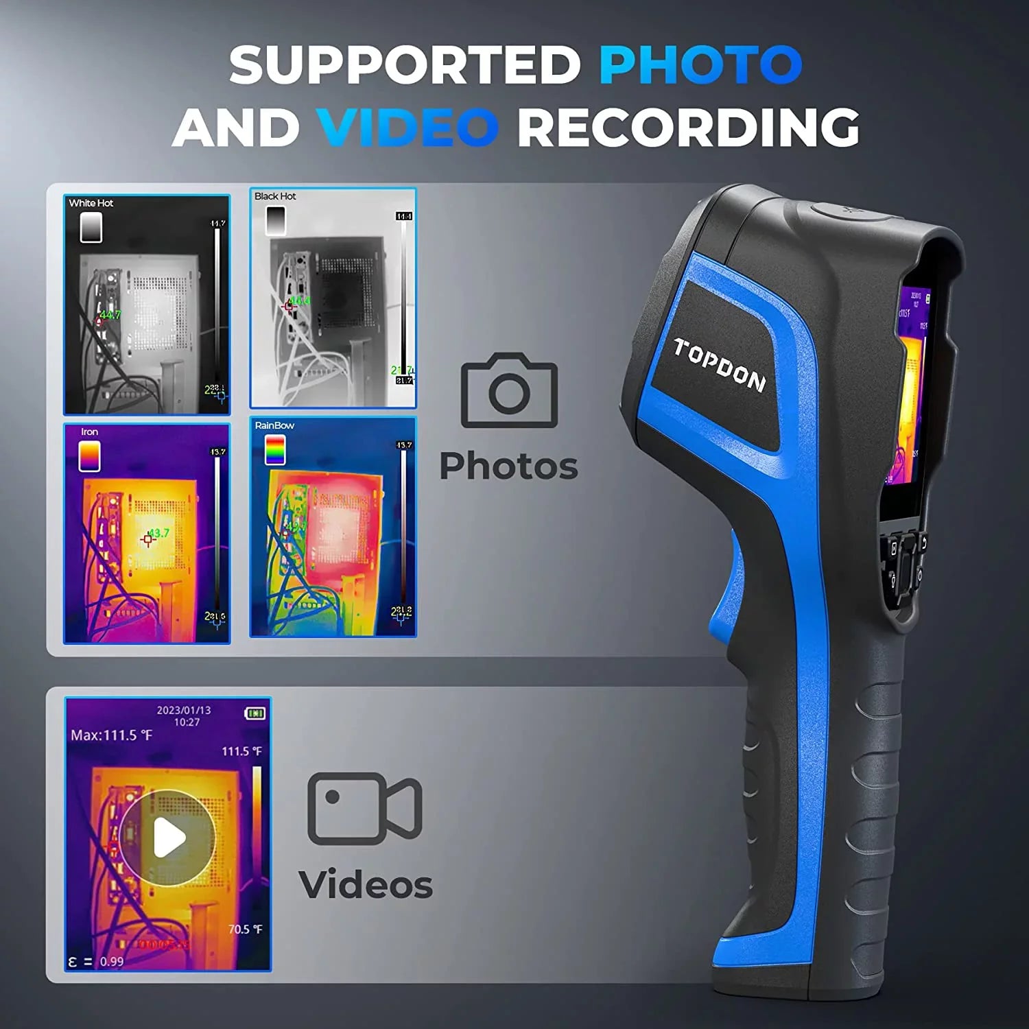 Thermal Imaging Camera,  TC004 256 x 192  High Resolution 12-Hour Battery Life Thermal Camera Handheld Infrared Camera