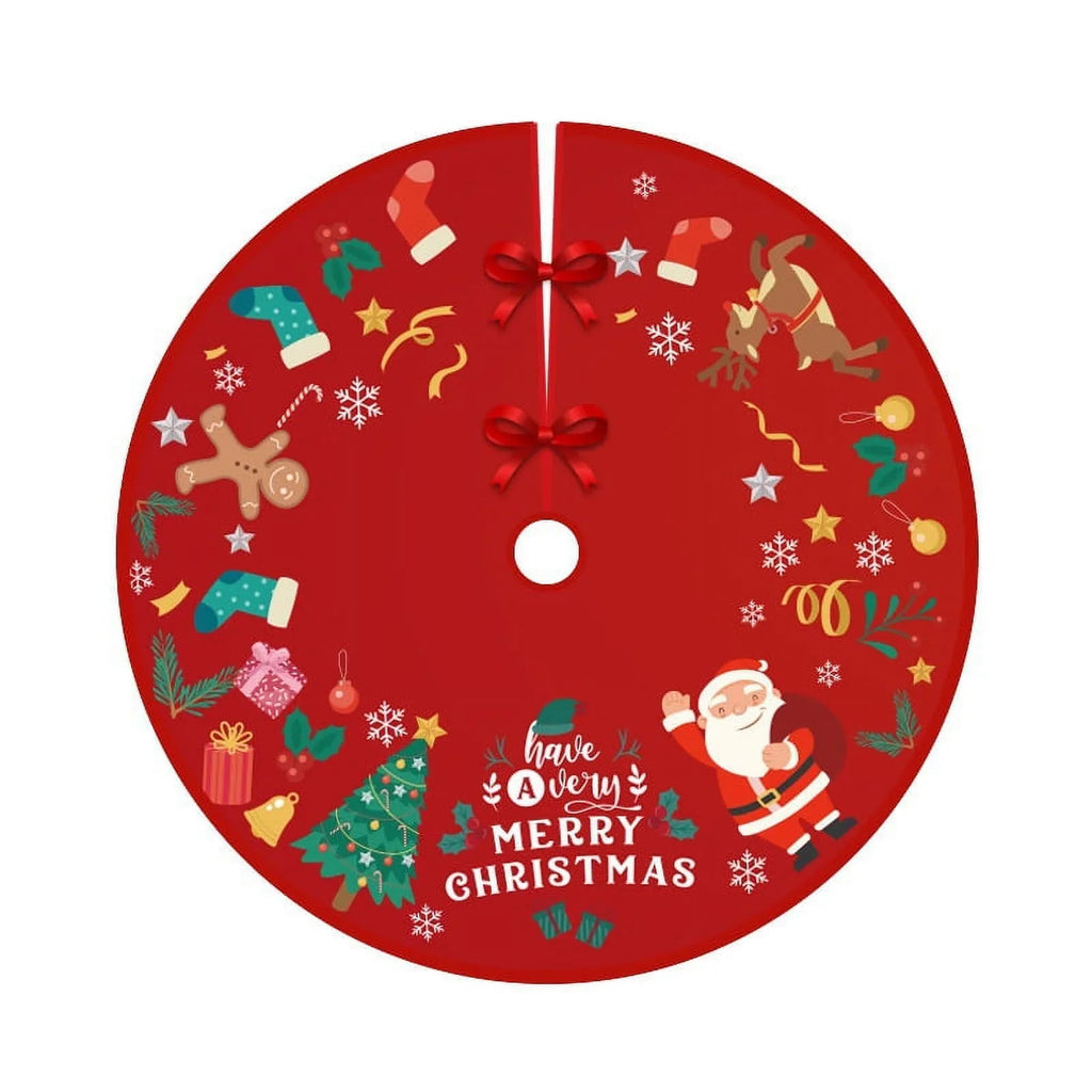 Christmas Tree Skirt 36 Inches Red and Gold Tree Skirt Ornaments Soft Plush Christmas Tree Mat with Snow Pattern for Decorations Holiday Party Indoor Outdoor