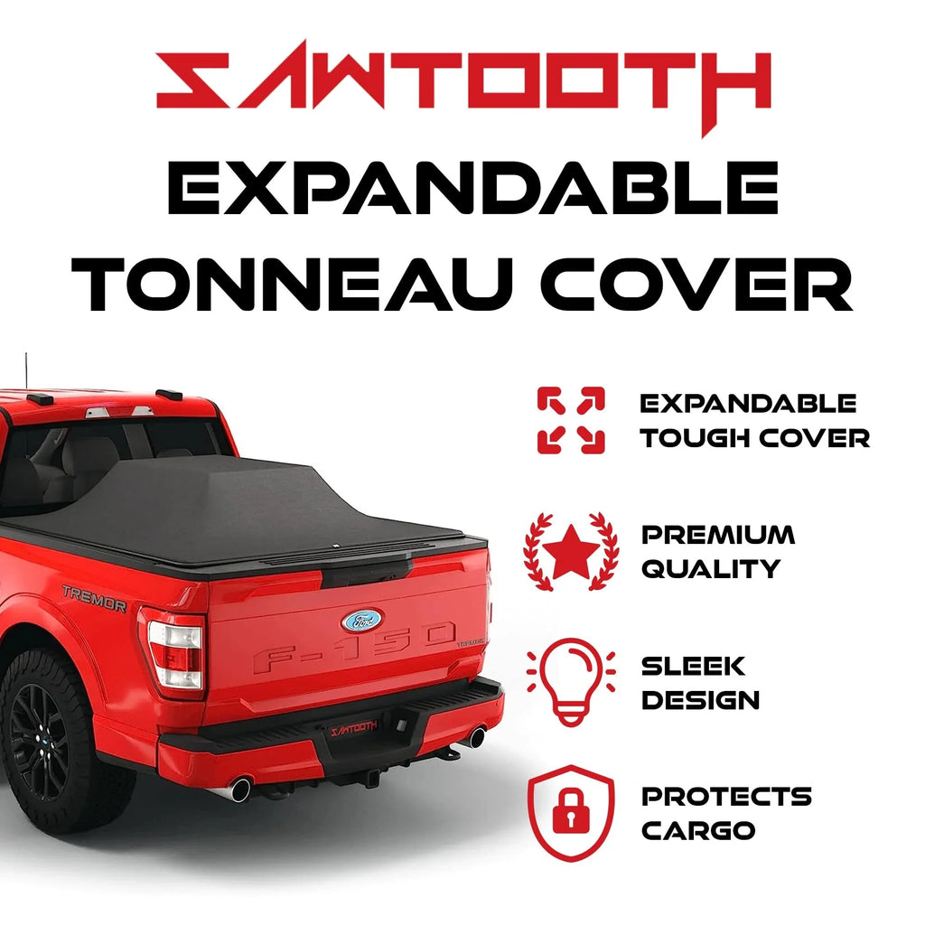 Sawtooth Expandable Tonneau Cover | Compatible with 2019-Present Ram 1500, 2500, 3500 | 5'-7" Bed