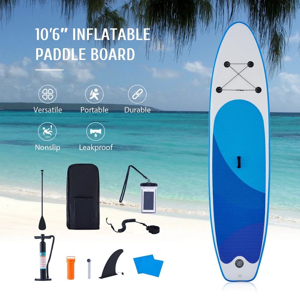 Preenex 10'6" Hybrid Inflatable Paddle Board for Adults Hybrid  Board Set w Air Pump, Blue