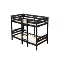 Benjara  Asin Bunk Bed with Front Facing Ladder Solid Pine Wood, Black - Twin Size