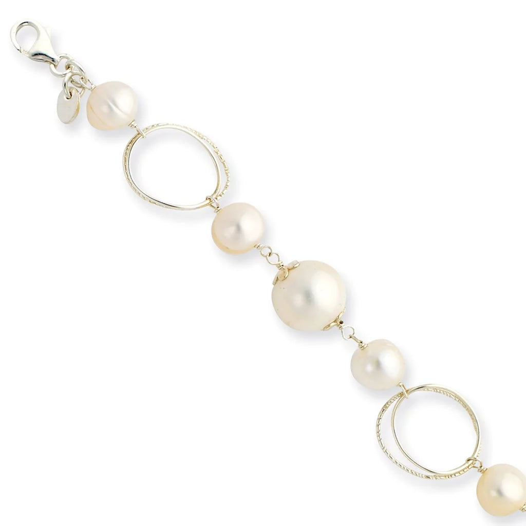 Primal Silver Sterling Silver Freshwater Cultured Pearl 8.5 Inch Bracelet