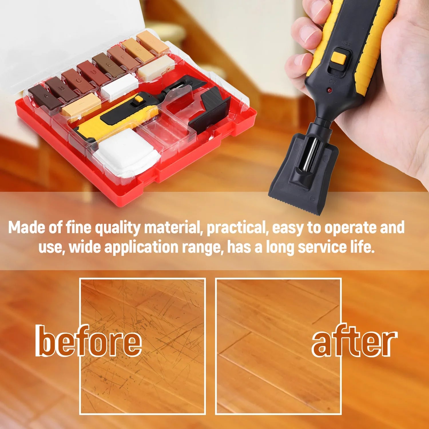 Lixada Floor Worktop Repair Kit Laminate Wax System Sturdy Casing Mending Chips Scratches Tool Set