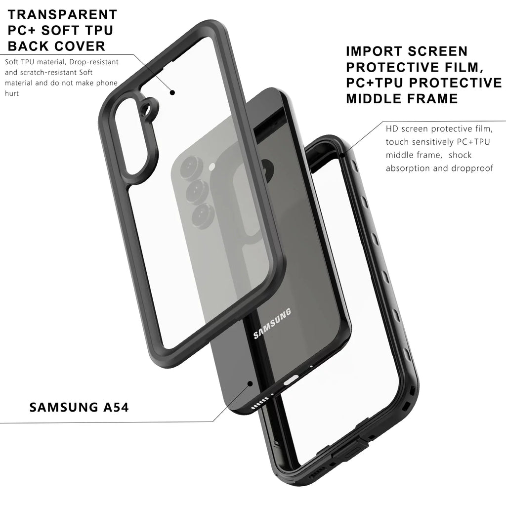 Rugged Waterproof Case for Samsung Galaxy A54 5G,IP68 Underwater Built-in Screen Protector Full-Body Protection Shockproof Dustproof Waterproof Scratch-Resistant Case for Samsung A54 5G