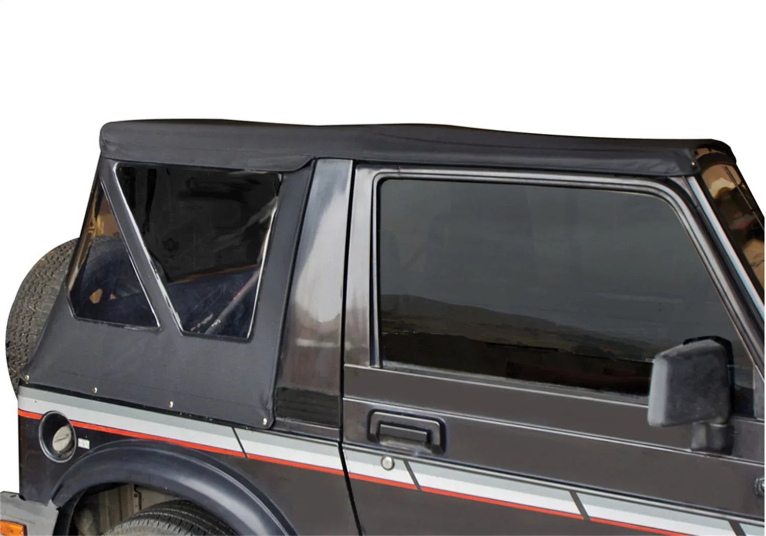 Rampage by RealTruck 98535 Factory Replacement Soft Top For 1986-1994 Suzuki Samurai, Black Diamond With Zippered Tinted Windows