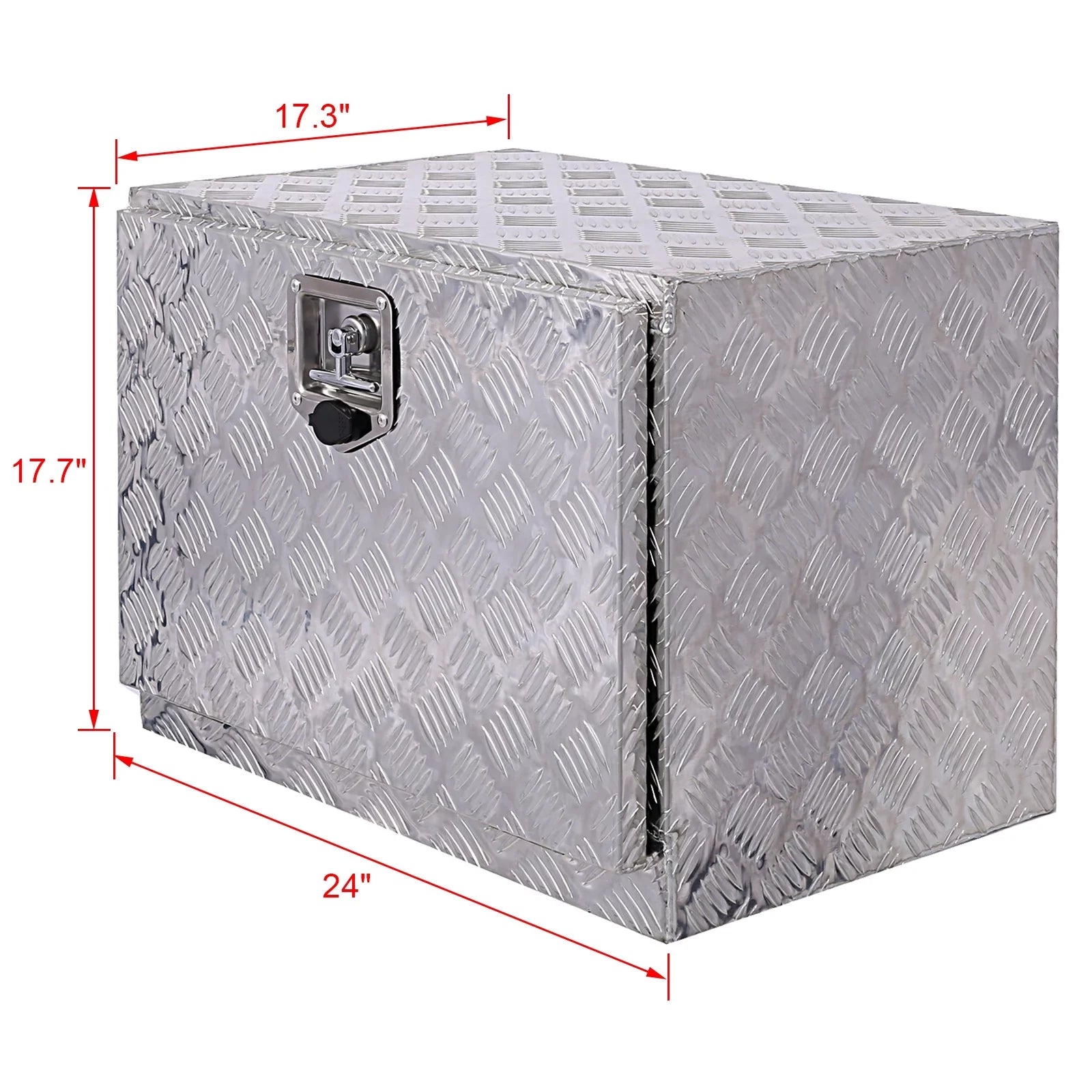 24" Aluminum Tool Box, Truck Bed Tool Box, Outdoor Trailer Pickup Storage Tool Box,  Storage Organizer, Underbody Box w/ Lock Keys, Silver